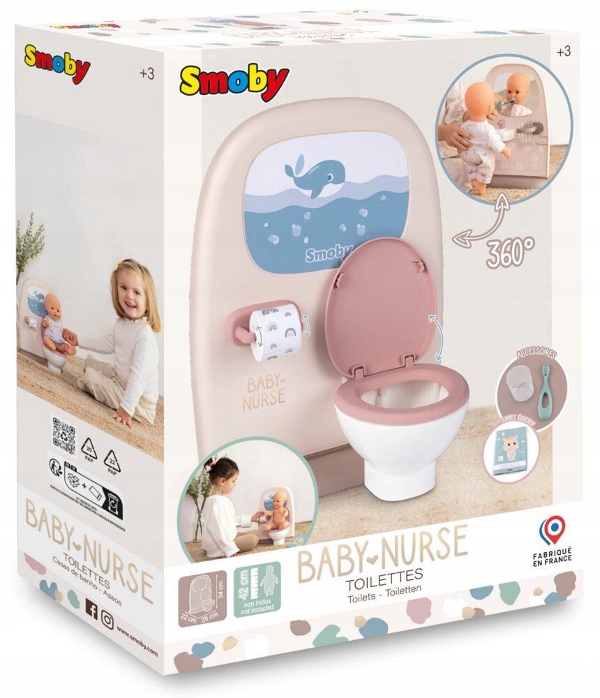 Tualeto praustuvo rinkinys Smoby Baby Nurse Doll kaina ir informacija | Žaislai mergaitėms | pigu.lt