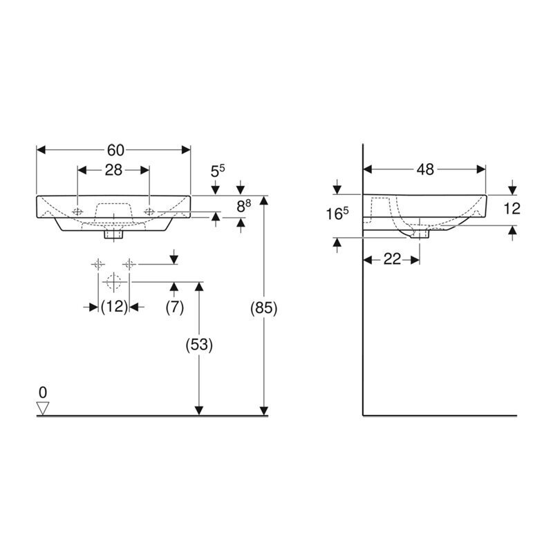 Praustuvas Geberit Smyle Square 60x48 kaina ir informacija | Praustuvai | pigu.lt