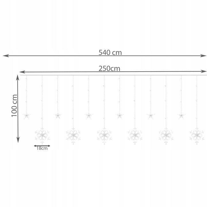 Kalėdinė girlianda 138 LED, 5,4m kaina ir informacija | Girliandos | pigu.lt