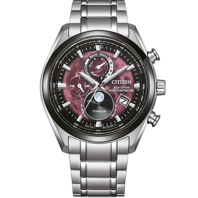 Laikrodis vyrams Citizen Eco-Drive Radio Controlled Tsukiyomi Moonphase Super Titanium BY1018-80X kaina ir informacija | Vyriški laikrodžiai | pigu.lt