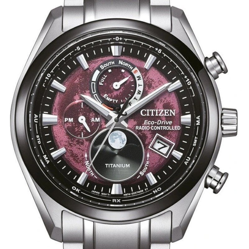 Laikrodis vyrams Citizen Eco-Drive Radio Controlled Tsukiyomi Moonphase Super Titanium BY1018-80X kaina ir informacija | Vyriški laikrodžiai | pigu.lt