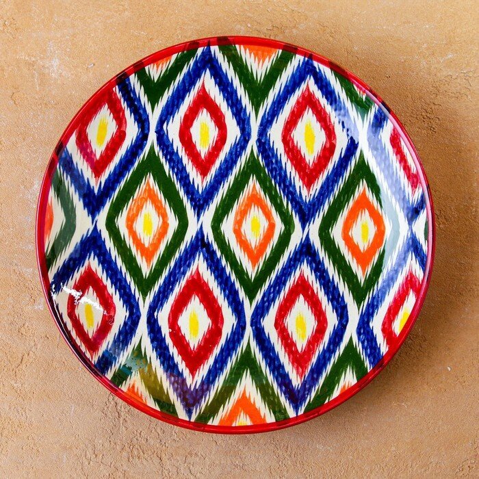 Rishtan Leganas (uzbekiška lėkštė) 38 cm, įv. spalvų kaina ir informacija | Indai, lėkštės, pietų servizai | pigu.lt
