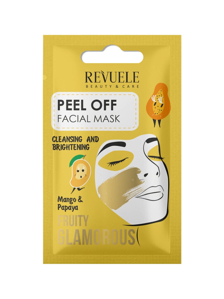 Veido kaukė Revuele Peel Off Facial Mask Fruity Glamorous, su mangais ir papajom, 15 ml kaina ir informacija | Veido kaukės, paakių kaukės | pigu.lt