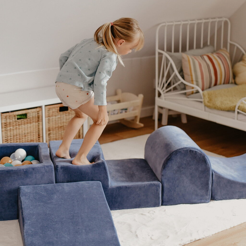 Minkštos laipiojimo kaladėlės vaikams su kamuoliukų baseinu MeowBaby, žalios, 3 elementai kaina ir informacija | Žaislai kūdikiams | pigu.lt