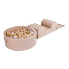Minkštos laipiojimo kaladėlės vaikams su kamuoliukų baseinu MeowBaby, smėlio, 4 elementai цена и информация | Игрушки для малышей | pigu.lt