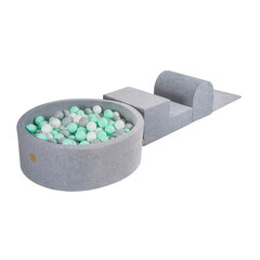 Minkštos laipiojimo kaladėlės vaikams su kamuoliukų baseinu MeowBaby, pilkos, 3 elementai kaina ir informacija | Žaislai kūdikiams | pigu.lt