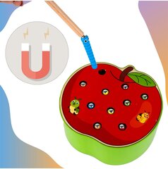 Магнитная игра «Яблоко с выдвижными червячками» MalPlay цена и информация | Развивающие игрушки | pigu.lt