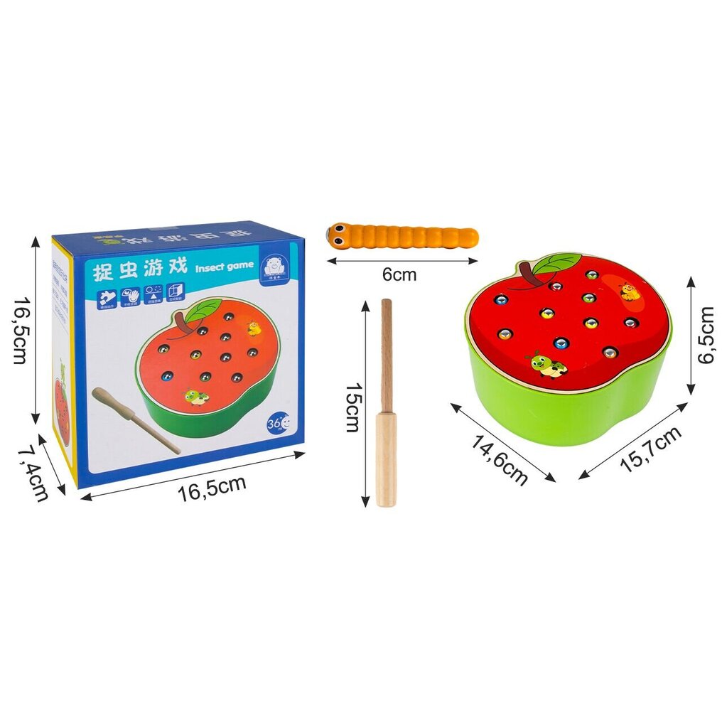 Магнитная игра «Яблоко с выдвижными червячками» MalPlay цена | pigu.lt