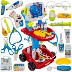 Medicininis vežimėlis su priedais, rinkinys daktaras raudonas цена и информация | Развивающие игрушки | pigu.lt