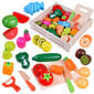 Medinių pjaustomų vaisių ir daržovių rinkinys dėžutėje kaina ir informacija | Lavinamieji žaislai | pigu.lt
