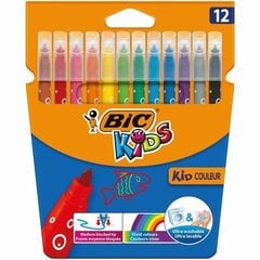 Spalvoti flomasteriai Kids Couleur Bic, 103226, 12 vnt. kaina ir informacija | Piešimo, tapybos, lipdymo reikmenys | pigu.lt