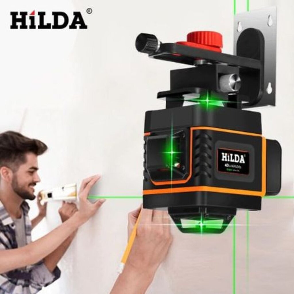 Linijinis lazerinis nivelyras 360° Hilda 4D kaina ir informacija | Mechaniniai įrankiai | pigu.lt