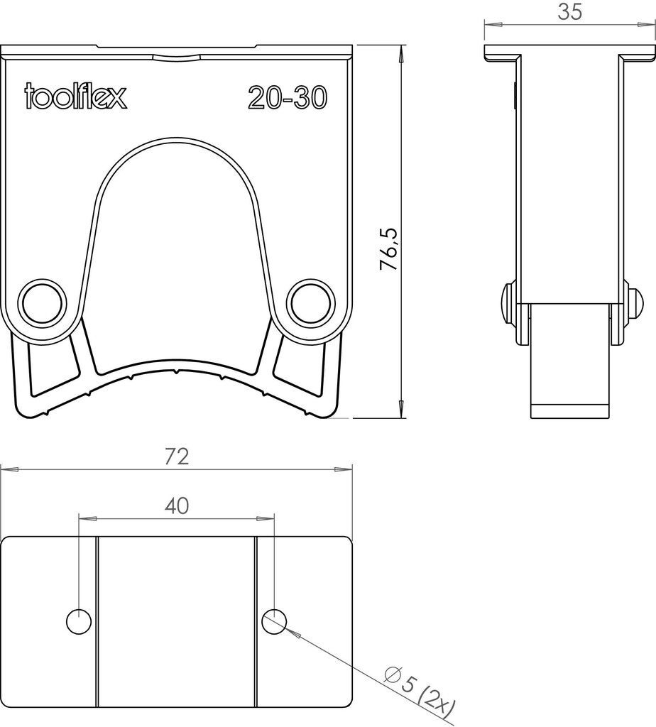 Įrankių laikikliai Toolflex P-02 Medium 20-30 mm, mėlynas, 2vnt цена и информация | Įrankių dėžės, laikikliai | pigu.lt