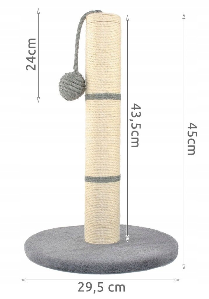 Kačių drąskyklė Malatec 7932, 60 cm, pilka kaina ir informacija | Draskyklės | pigu.lt