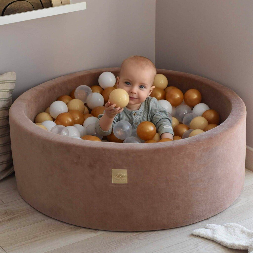 Kamuoliukų baseinas MeowBaby 90x30 cm, rudas цена и информация | Žaislai kūdikiams | pigu.lt