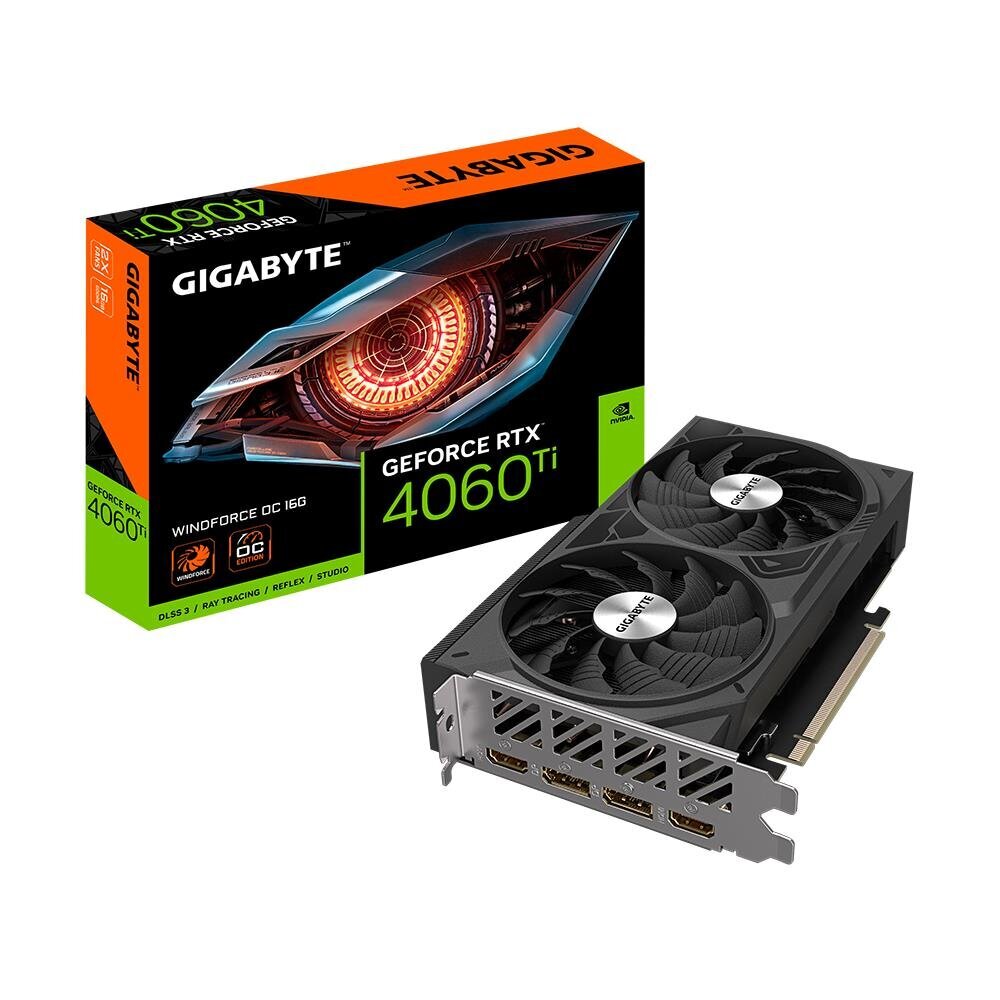 Gigabyte GeForce RTX 4060 Ti Windforce OC (GV-N406TWF2OC-16GD) kaina ir informacija | Vaizdo plokštės (GPU) | pigu.lt