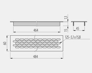 Вентиляционная решетка, полированная сталь, 480 х 60 мм,GTV цена и информация | Вентиляторы для ванной | pigu.lt