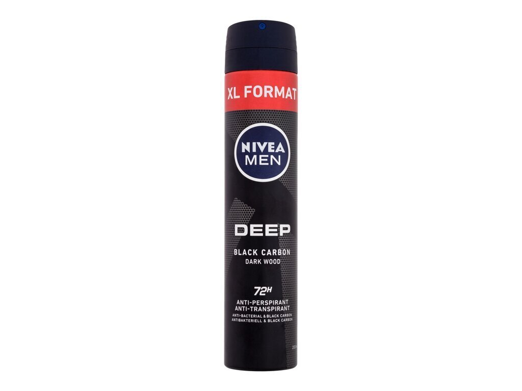 Purškiamas antiperspirantas vyrams Nivea Men Deep Black Carbon Dark Wood, 200 ml цена и информация | Dezodorantai | pigu.lt