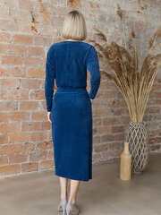 Длинное велюровое платье с поясом Lega SKZ155, синий цена и информация | Платья | pigu.lt