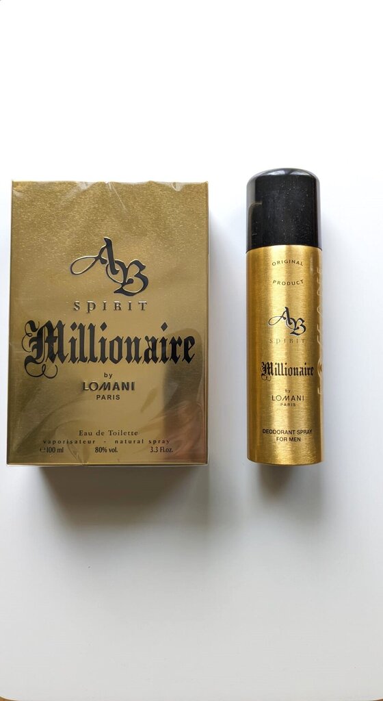 Rinkinys AB Spirit Millionaire vyrams: tualetinis vanduo EDT, 100 ml + dezodorantas, 200 ml kaina ir informacija | Kvepalai vyrams | pigu.lt