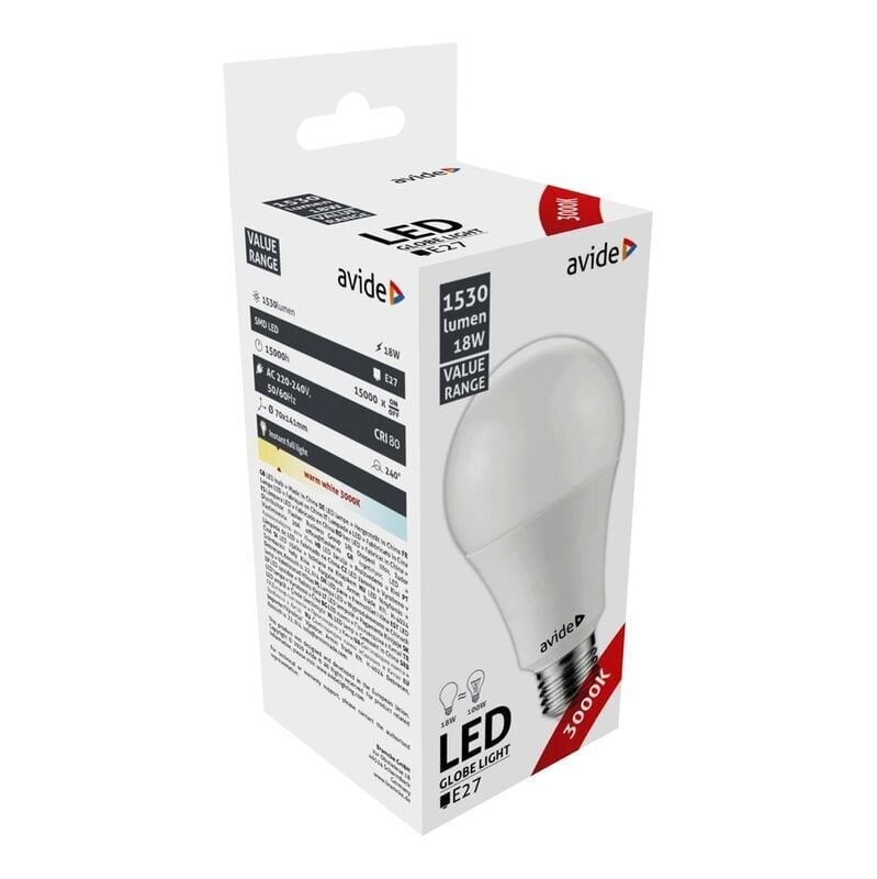 LED lemputė Avide 18W E27 3000K kaina ir informacija | Elektros lemputės | pigu.lt