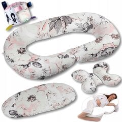 C tipo nėštumo pagalvė su priedais 5in1 EkmTrade Premium, rožinė/balta цена и информация | Подушки для беременных и кормящих | pigu.lt