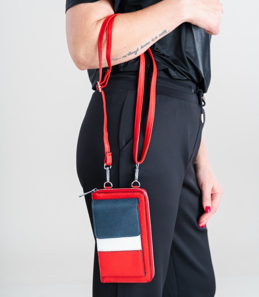 Moteriška piniginė/krepšys mobiliesiems 7011025 02, raudona/mėlyna цена и информация | Moteriškos rankinės | pigu.lt