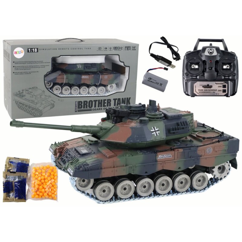 Nuotoliu valdomas tankas Lean Toys German Leopard RC 1:18 цена и информация | Žaislai berniukams | pigu.lt