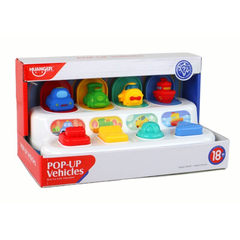 Interaktyvus žaislas Huanger Pop-up Transporto priemonės kaina ir informacija | Žaislai kūdikiams | pigu.lt