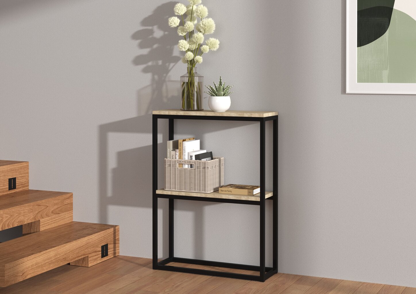 Stalas-konsolė ADRK Furniture Mason, juodas/baltas kaina ir informacija | Stalai-konsolės | pigu.lt