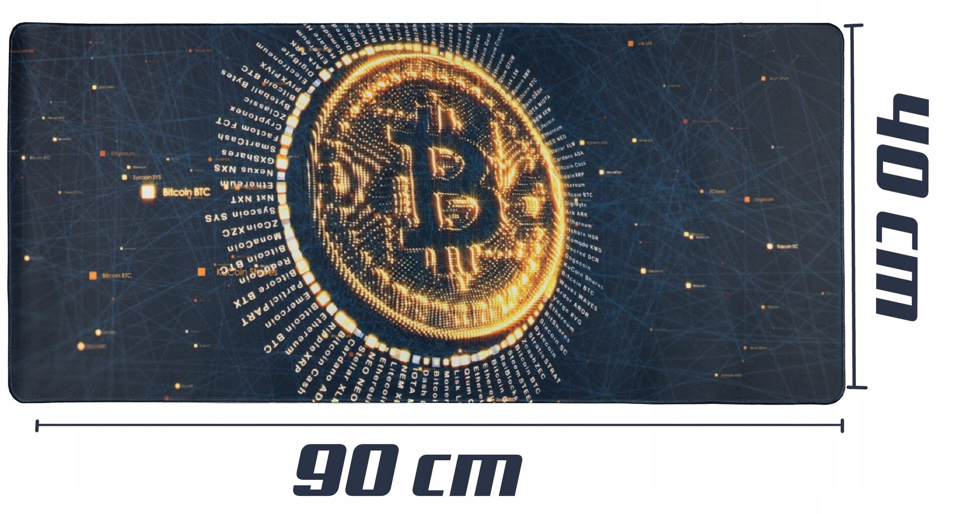 Pelės kilimėlis Bitcoin, 90 x 40 cm kaina ir informacija | Pelės | pigu.lt