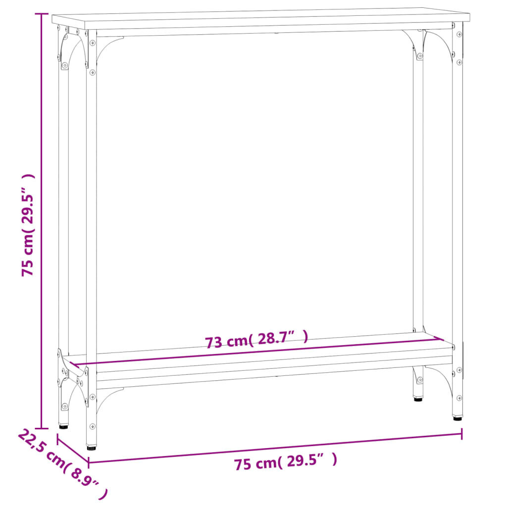 Staliukas vidaXL, 75x22,5x75 cm, pilkas/juodas kaina ir informacija | Stalai-konsolės | pigu.lt