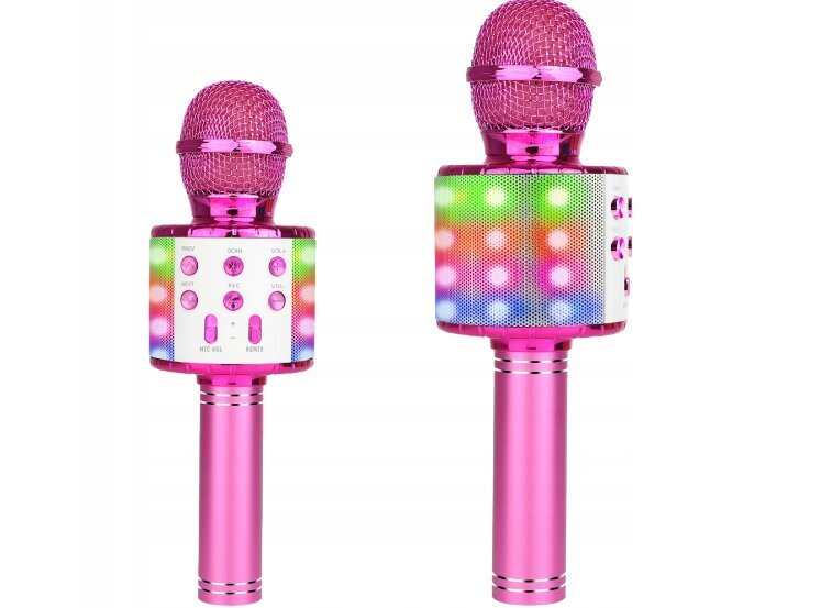 Bluetooth karaoke mikrofonas su LED apšvietimu Manta, rožinis kaina ir informacija | Žaislai mergaitėms | pigu.lt