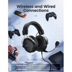 Беспроводная игровая гарнитура Mpow MPBH415 Air 2.4G, черный и серебристый цена и информация | Наушники | pigu.lt