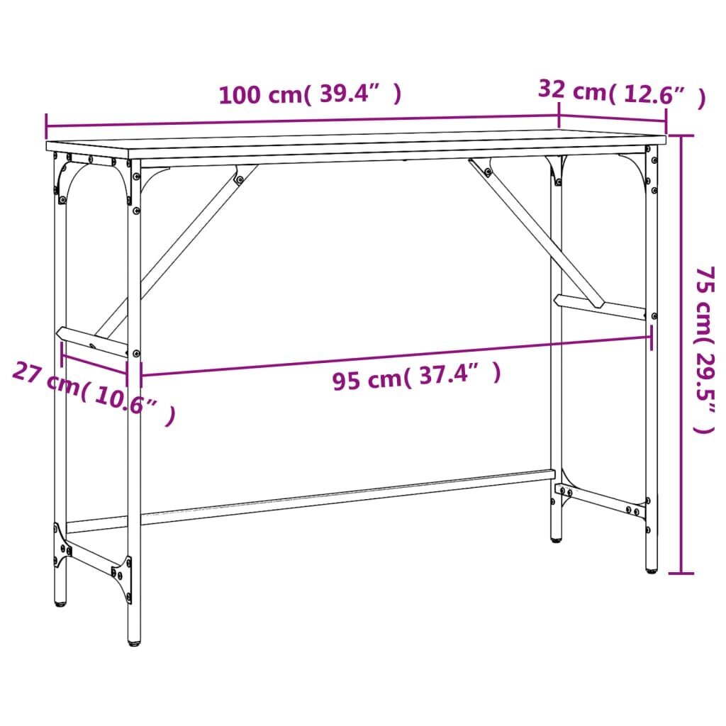 Staliukas vidaXL, 100x32x75 cm, rudas/juodas kaina ir informacija | Stalai-konsolės | pigu.lt