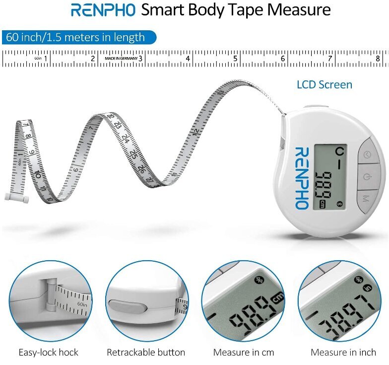Kūno matavimo juosta Renpho, pilka цена и информация | Kitos fitneso prekės | pigu.lt
