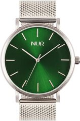 Moteriškas laikrodis Nur, sidabrinis, žalias kaina ir informacija | Moteriški laikrodžiai | pigu.lt