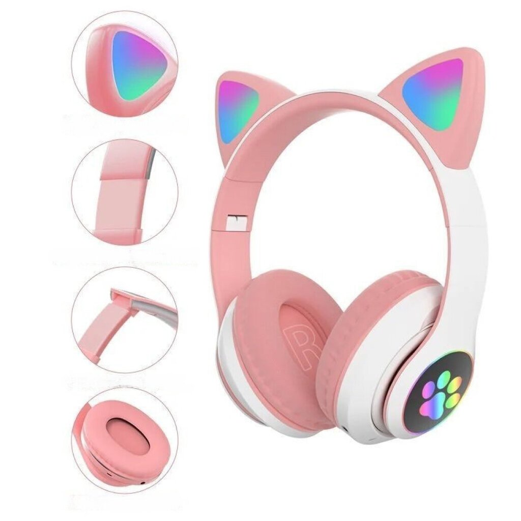 Wireless Headphones With Cat Ears цена и информация | Ausinės | pigu.lt