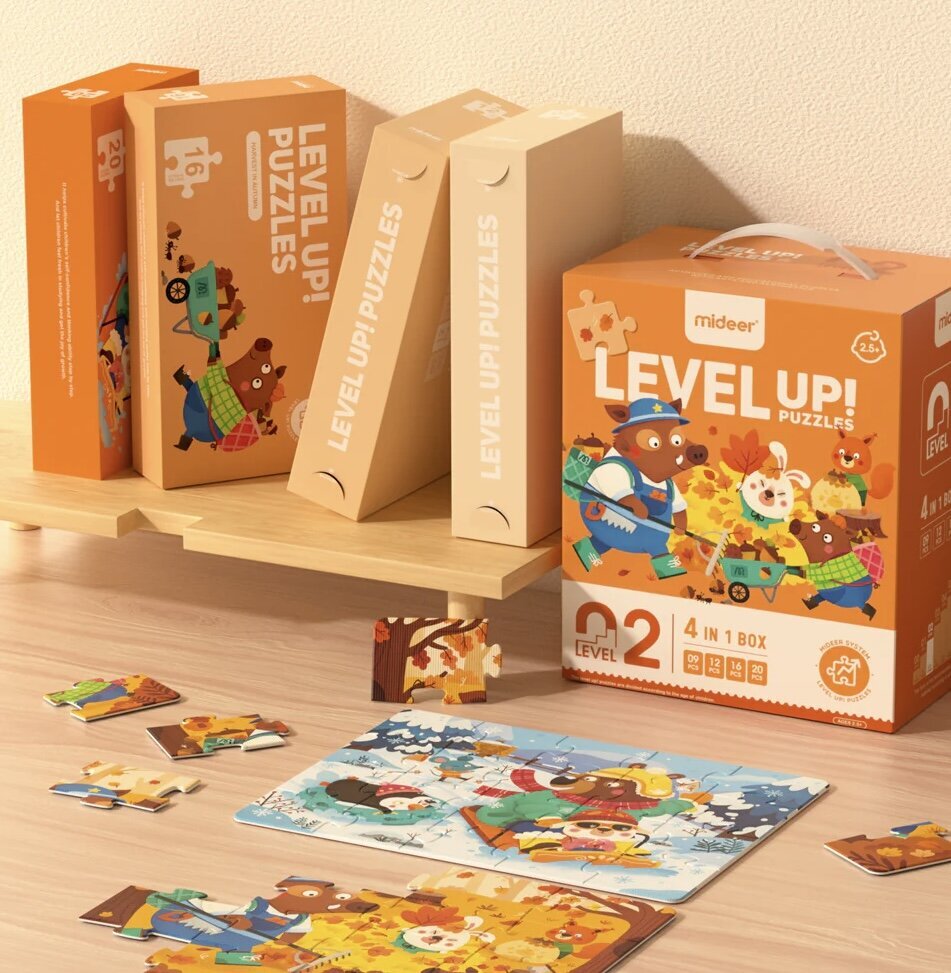 Dėlionių rinkinys LEVEL UP Metų laikai miške MiDeer, 9/12/16/20d. kaina ir informacija | Dėlionės (puzzle) | pigu.lt