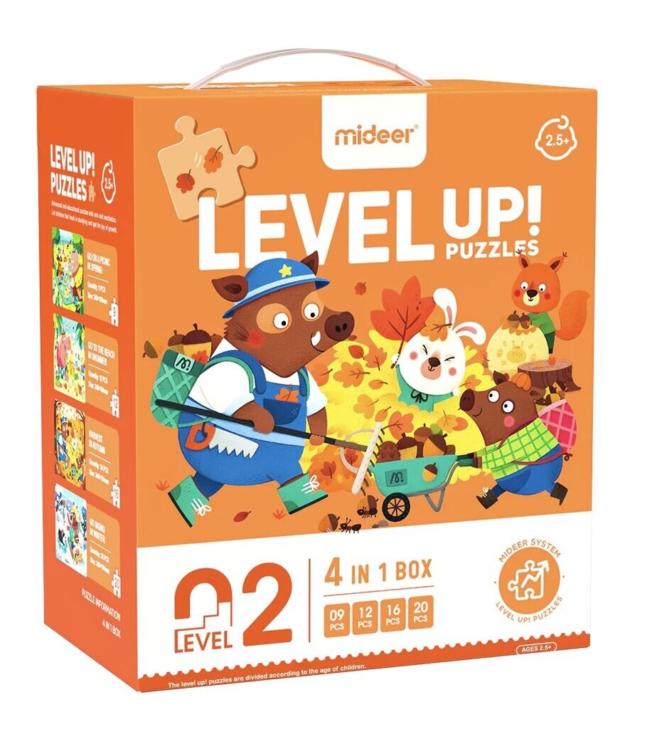 Dėlionių rinkinys LEVEL UP Metų laikai miške MiDeer, 9/12/16/20d. kaina ir informacija | Dėlionės (puzzle) | pigu.lt