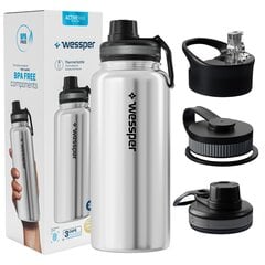 Термобутылка Wessper ActiveMax Steeline, 1 л, серебро цена и информация | Фляга | pigu.lt