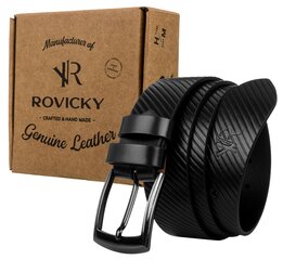 Ремень мужской кожаный Rovicky, черный цена и информация | Мужские ремни | pigu.lt