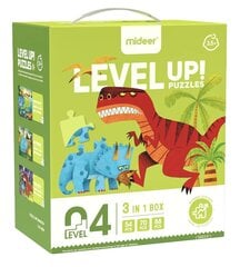 MiDeer Level UP! набор из 3-х пазлов "Динозавры", 4 уровень цена и информация | Пазлы | pigu.lt