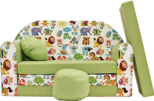 Раскладной детский диван-кровать, зеленый цена и информация | Детские кровати | pigu.lt