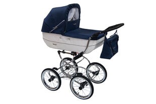 Retro stiliaus vežimėlis su automobiline kedute Renee Baby Fashion, white/blue kaina ir informacija | Vežimėliai | pigu.lt