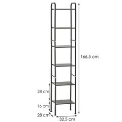 Полка для ванной комнаты Yoka с 6 полками, чёрная, матовая цена и информация | Набор акскссуаров для ванной | pigu.lt