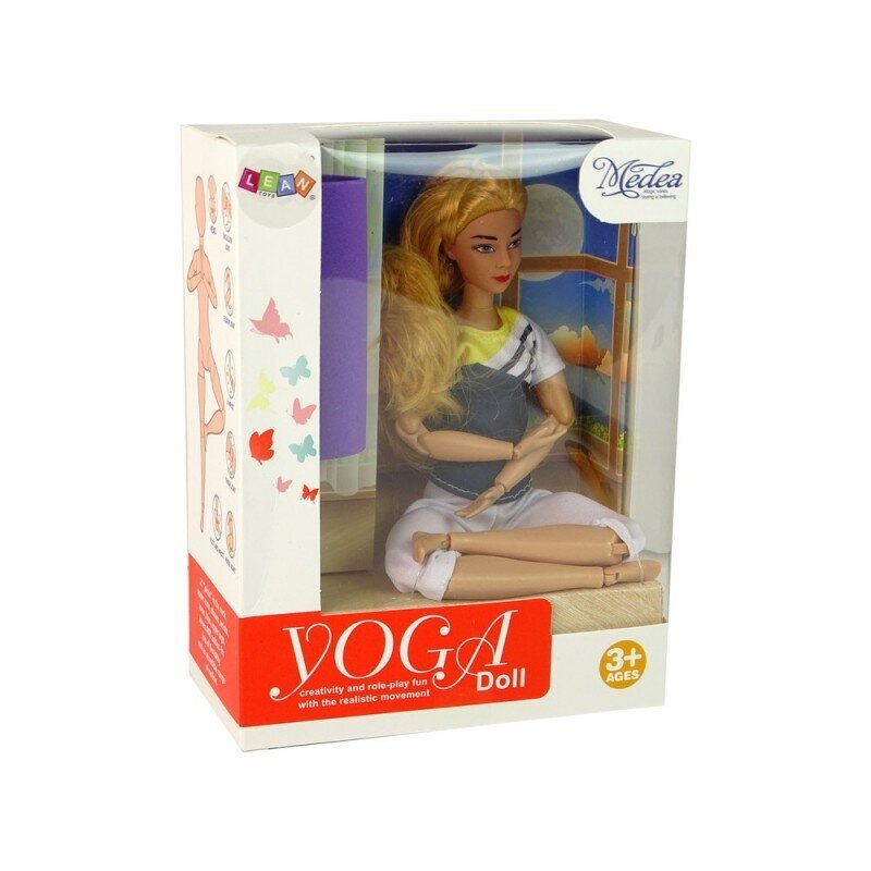 Lėlė su jogos kilimėliu Lean Toys, 2 d. kaina ir informacija | Žaislai mergaitėms | pigu.lt