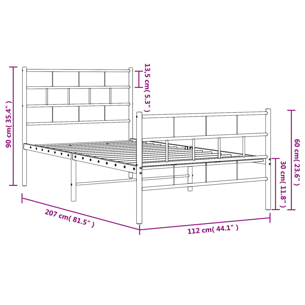 Lovos rėmas vidaXL, 107x203 cm, baltas kaina ir informacija | Lovos | pigu.lt