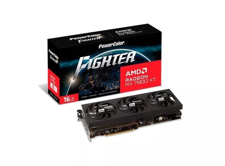 PowerColor Fighter AMD Radeon RX 7800 XT (RX 7800 XT 16G-F/OC) kaina ir informacija | Vaizdo plokštės (GPU) | pigu.lt