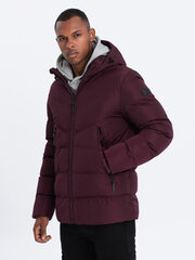 мужская зимняя куртка с необычной вышивкой - бордовая v5 om-jahp-0127 цена и информация | Мужские куртки | pigu.lt